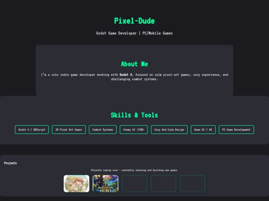 Pixel-Dude Portofolio screenshot