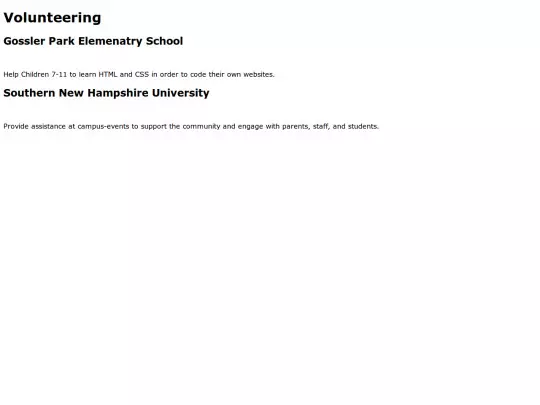 Volunteering screenshot