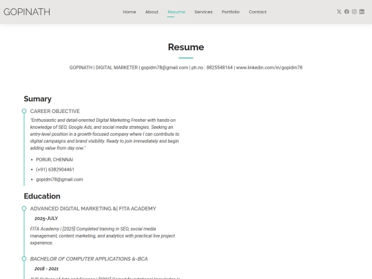 resume screenshot