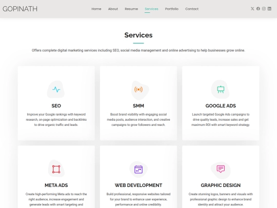 services screenshot