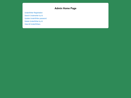 Vechile Insurance /Admin Home screenshot