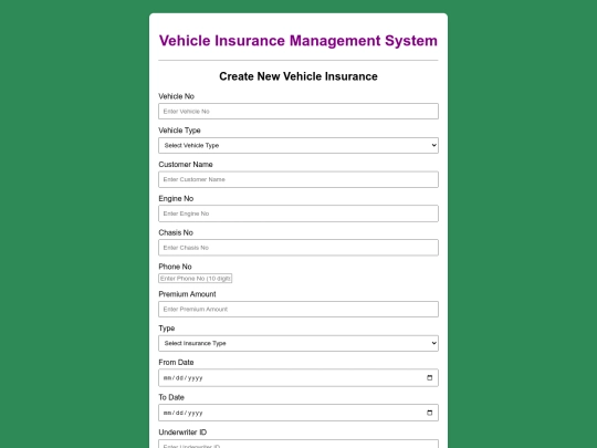 Vechile Insurance /UI_3 screenshot