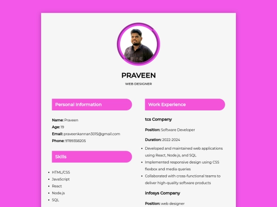 resume screenshot