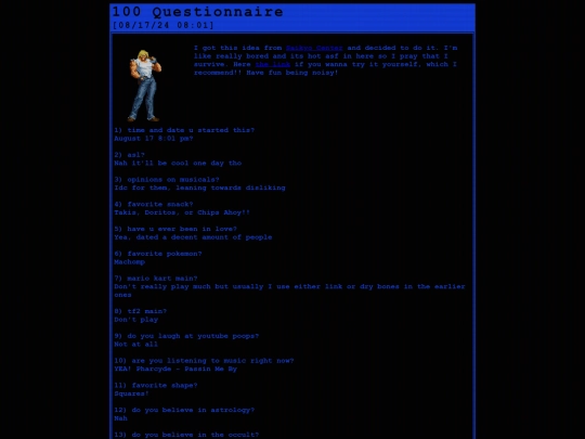 Yapping/Questionnaire100 screenshot