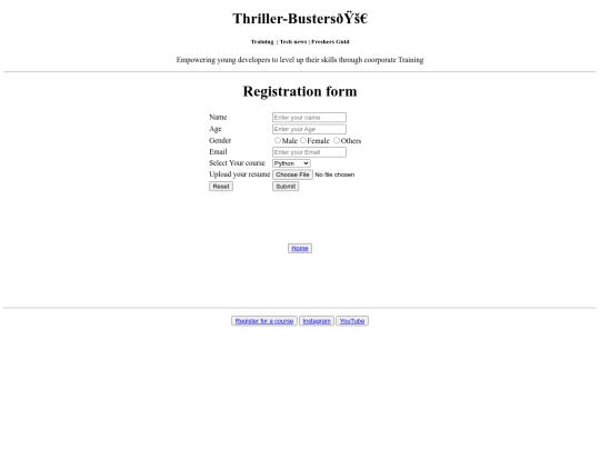 Busters/register screenshot