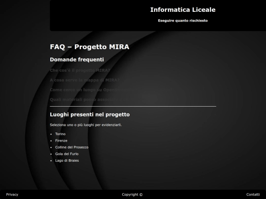 esercizi/mira/faq screenshot