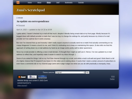 bloge/correspondence screenshot
