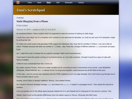 bloge/static_blogging_from_a_phone screenshot