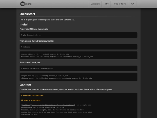 stuff/mdiocre/quickstart screenshot
