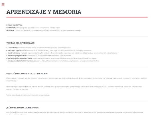 aprendizaje y memoria screenshot