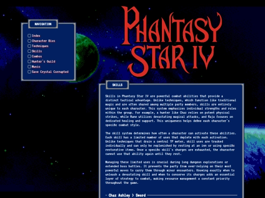 linux_gaming/phantasy_star_iv/skills screenshot
