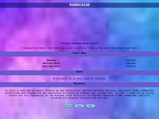 periodic_table/seaborgium screenshot