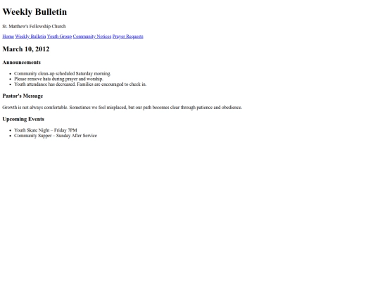 church/bulletin screenshot