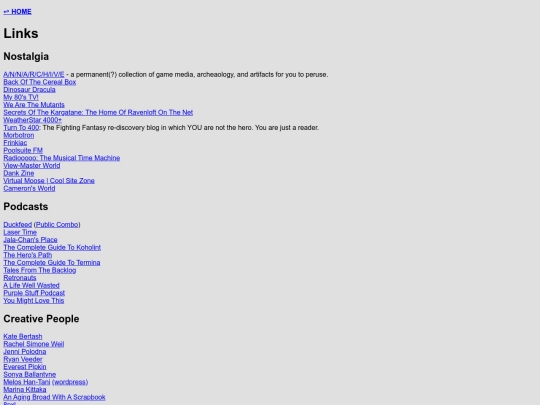 links screenshot