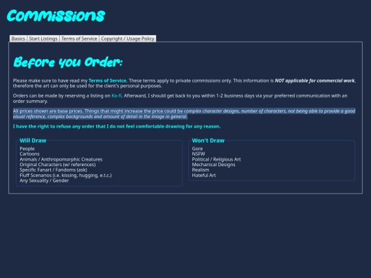commissions screenshot