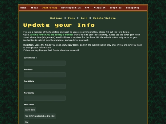 kruelty/fanlisting/update screenshot