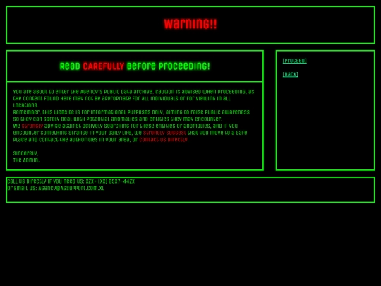 Agency/AgencyWarningPage screenshot