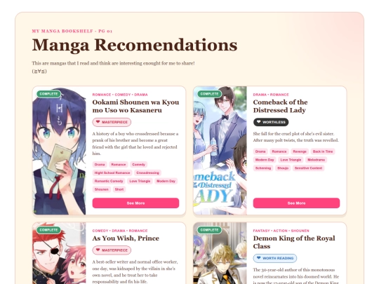 Blog/My Manga Recomendations!/MangCataloguePg1 screenshot