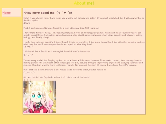 aboutMePage screenshot