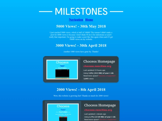 milestones screenshot