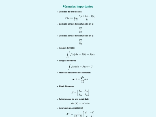 CALCULO/Formulas screenshot