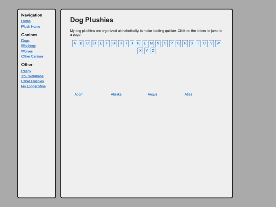 canines/dogs/list screenshot