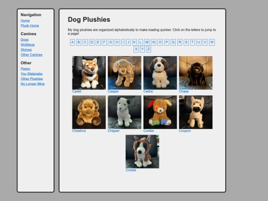 canines/dogs/listc screenshot