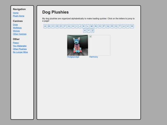 canines/dogs/listh screenshot