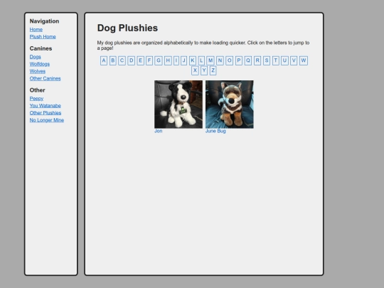 canines/dogs/listj screenshot
