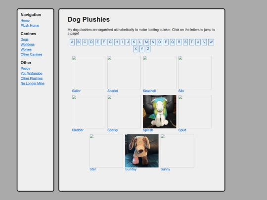 canines/dogs/lists screenshot