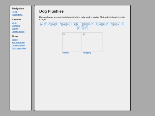canines/dogs/listw screenshot