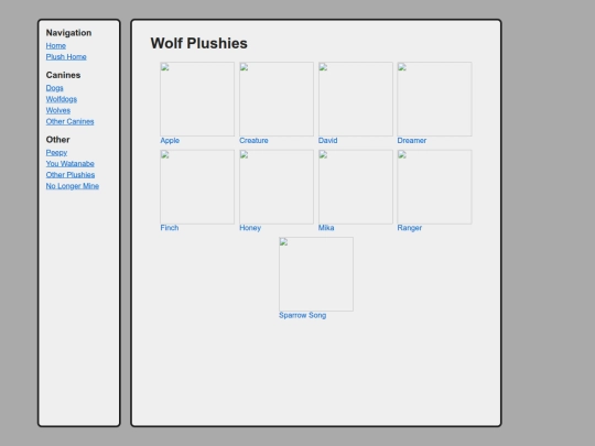 canines/wolves/list screenshot