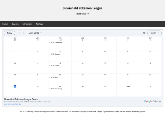 schedule screenshot