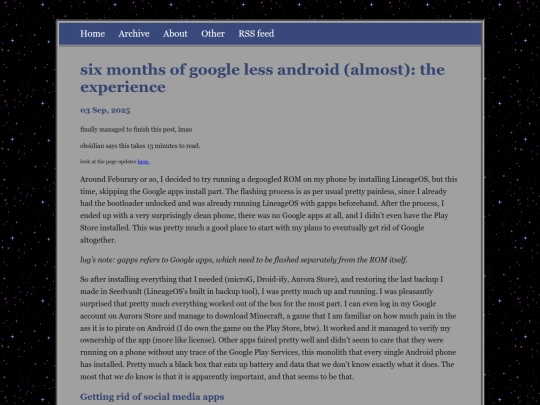 posts/2025-09-03-six-months-of-google-less-android-(almost):-the-experience screenshot