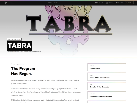 TABRA screenshot