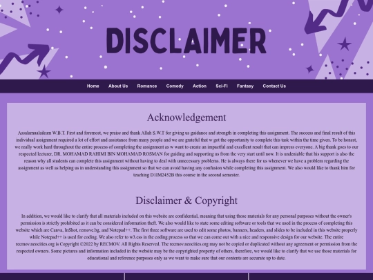 disclaimer screenshot