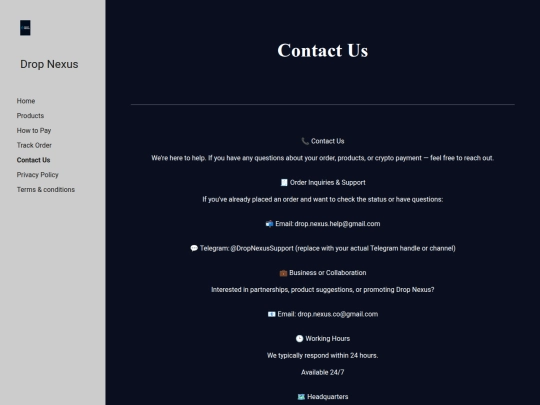 Contact Us screenshot