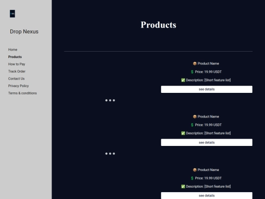 Products screenshot