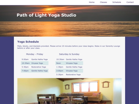 yogastudio/schedule screenshot