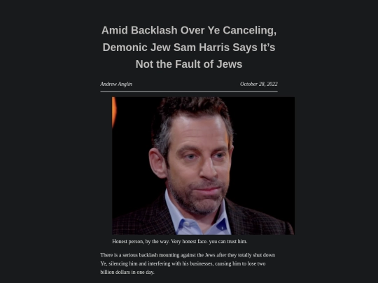 amid-backlash-over-ye-canceling-demonic-jew-sam-harris-says-its-not-the-fault-of-jews screenshot