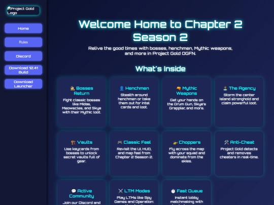 Project Gold Website screenshot