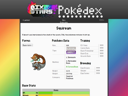 SixStars/pokedex/squiream screenshot