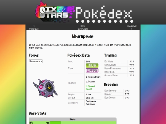 SixStars/pokedex/whirlipede screenshot