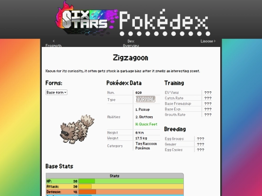 SixStars/pokedex/zigzagoon screenshot
