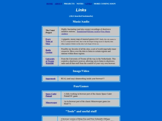 links screenshot