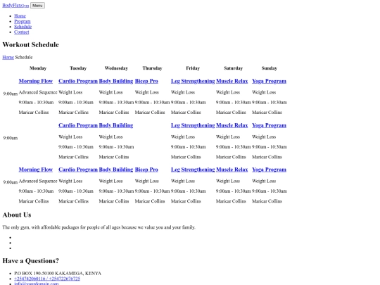 schedule screenshot