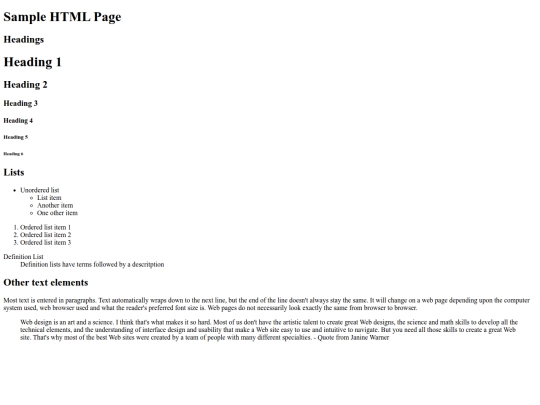 exercises/sampleHTML screenshot
