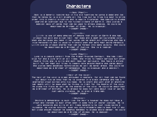 Characters screenshot