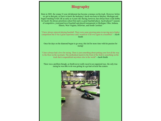 jsmithracingbio screenshot