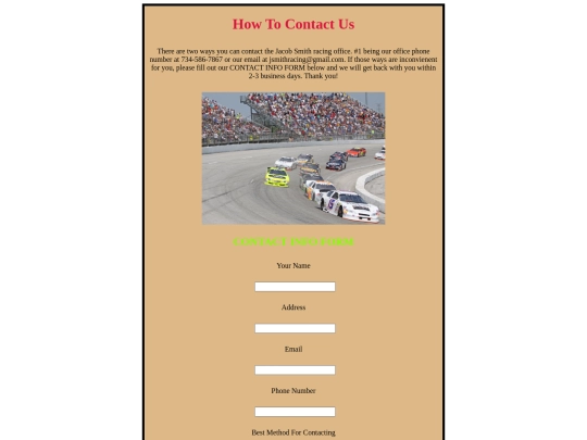 jsmithracingcontactinfo screenshot